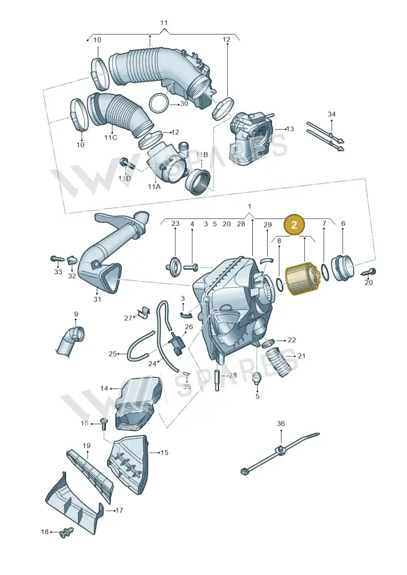 4F0133843 — Audi A6 2.7 TDI (2008-2011) diagram 448133400, position 2