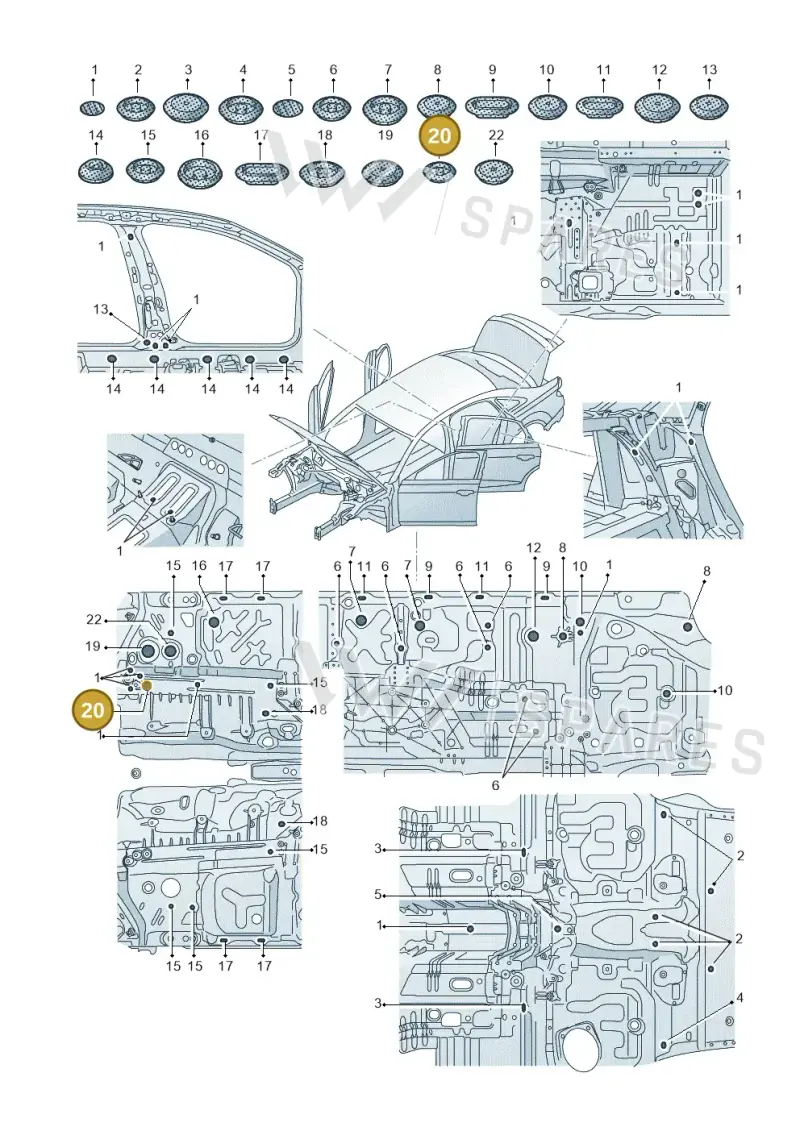 4F0803593A — Audi A8L (2017-2022) diagram 838803340, position 20