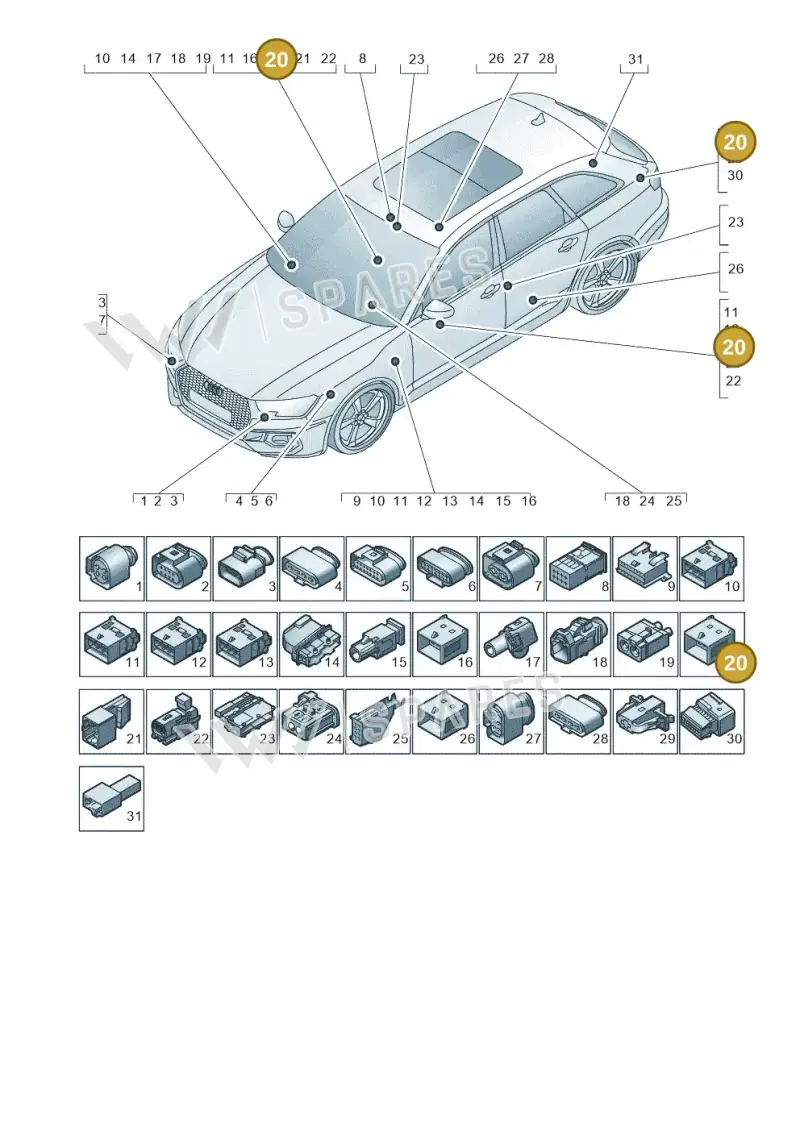 4F0937733 — Audi RS4 Avant (2017-) diagram 438971820, position 20