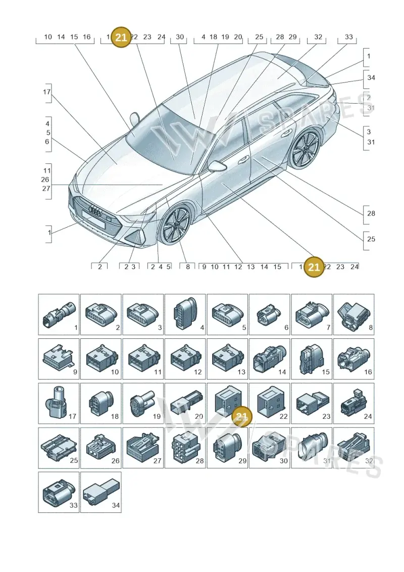 4F0937733B — Audi RS6 Avant (2019-) diagram 537971820, position 21