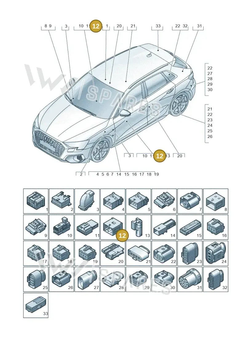 4F0937741F — Audi A3 Sportback (2019-2025) diagram 596971820, position 12