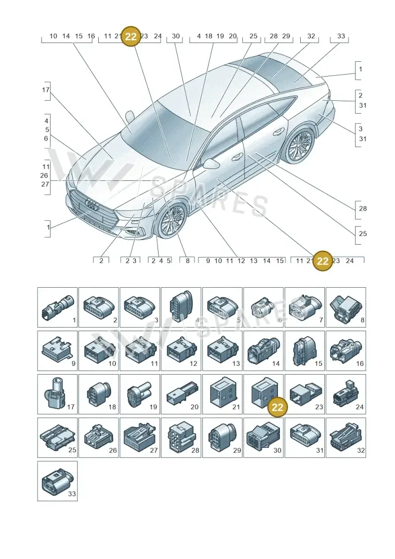4F0937743 — Audi RS7 Sportback (2019-) diagram 435971820, position 22