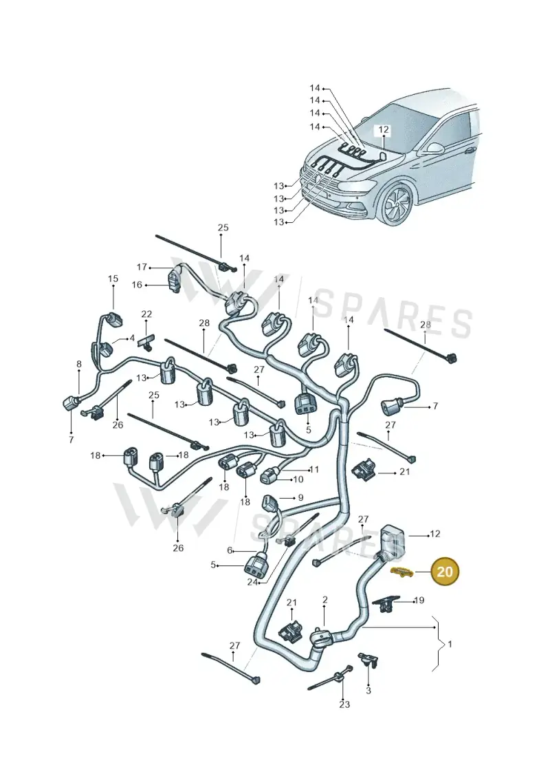 4F0971848G — Volkswagen T-Cross 1,0 (2019-) diagram 602971020, position 20