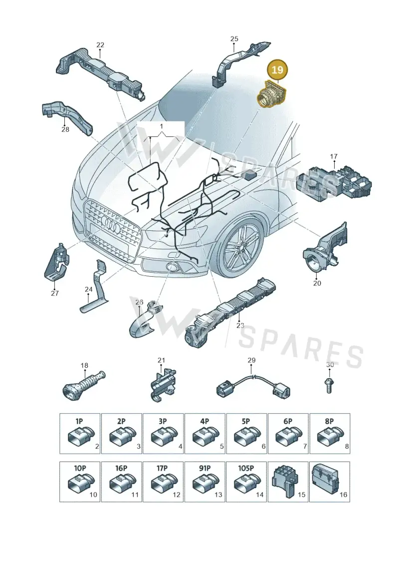 4F0971871A — Audi RS6 Avant (2013-2018) diagram 758971650, position 19