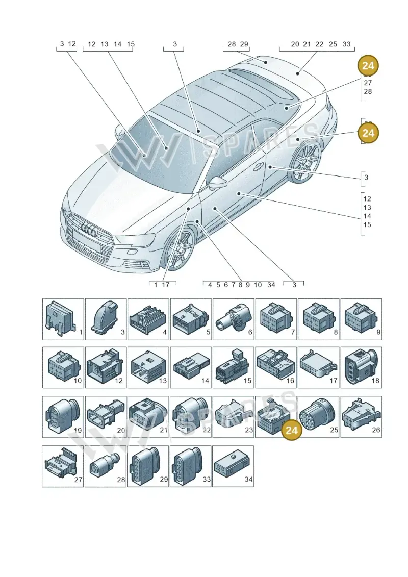 4F0972112 — Audi A3 Cabriolet (2016-2020) diagram 891971790, position 24