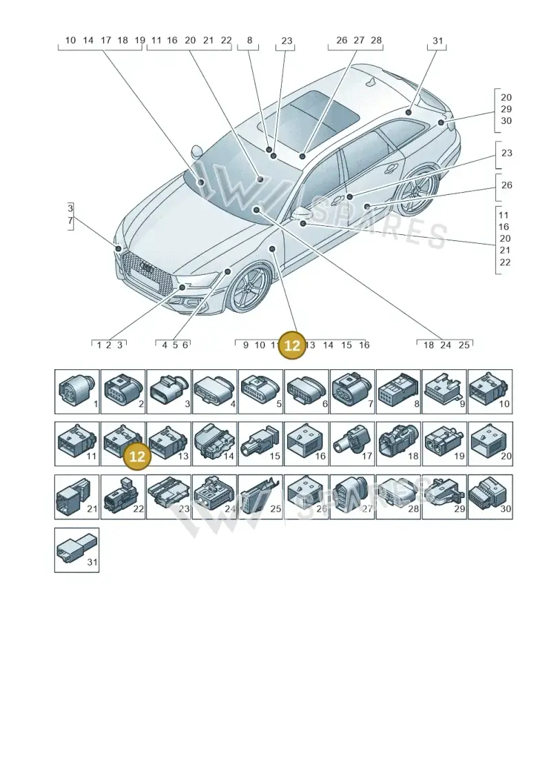 4F0972483D — Audi RS4 Avant (2017-) diagram 438971820, position 12