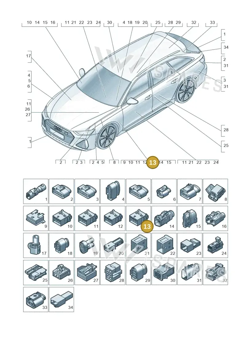 4F0972483D — Audi RS6 Avant (2019-) diagram 537971820, position 13