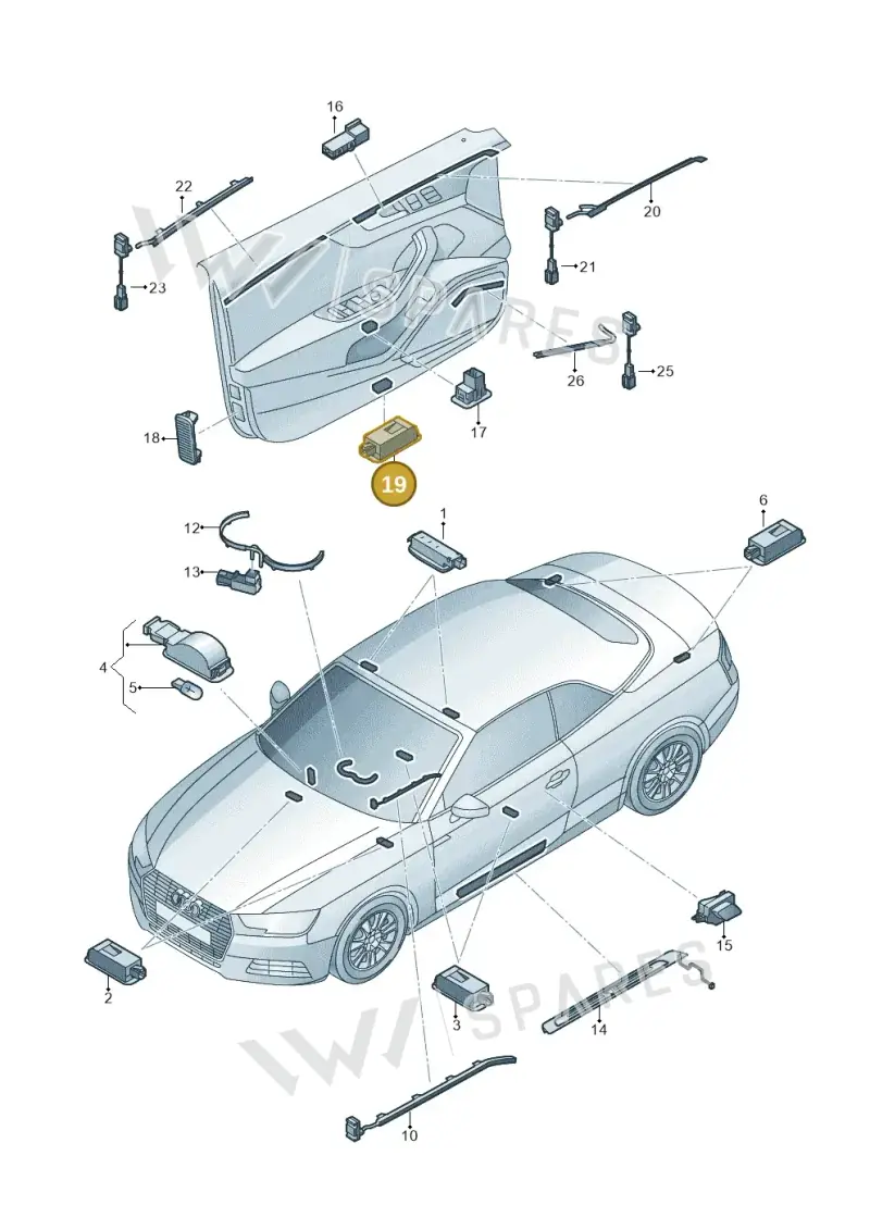 4G0052134D — Audi A5 Cabriolet (2016-2025) diagram 848947100, position 19