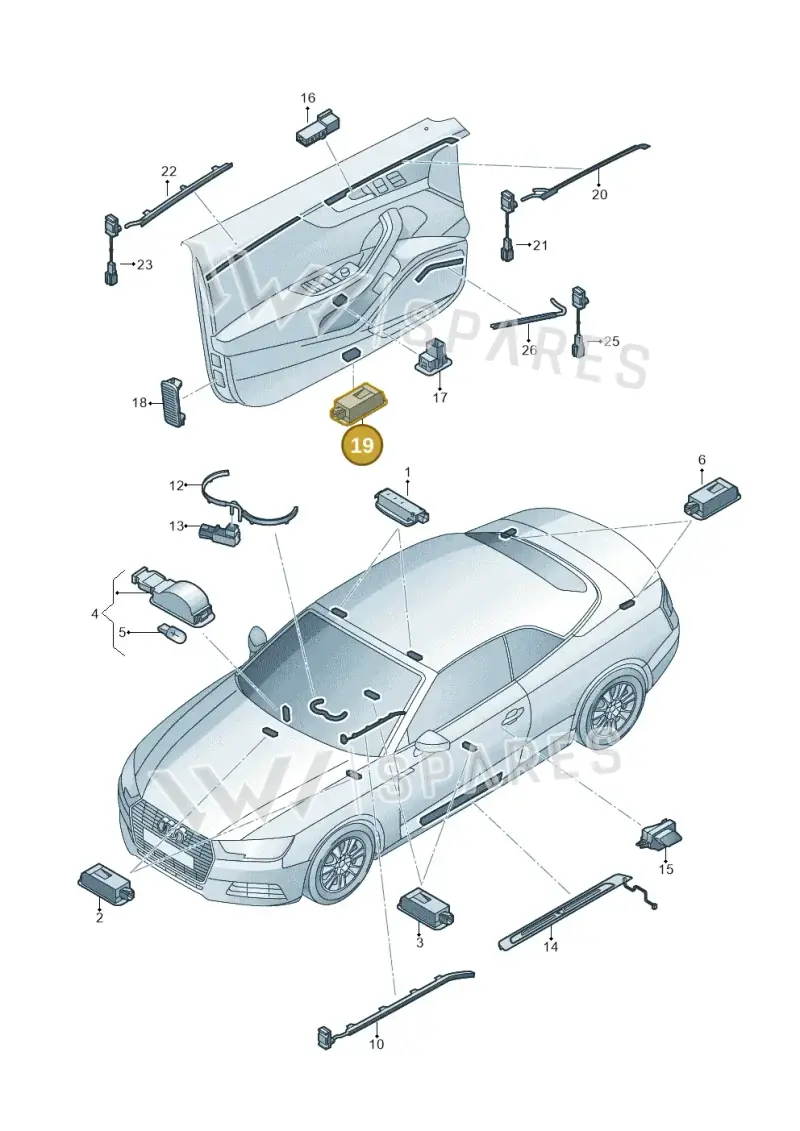 4G0052135D — Audi A5 Cabriolet (2016-2025) diagram 848947100, position 19