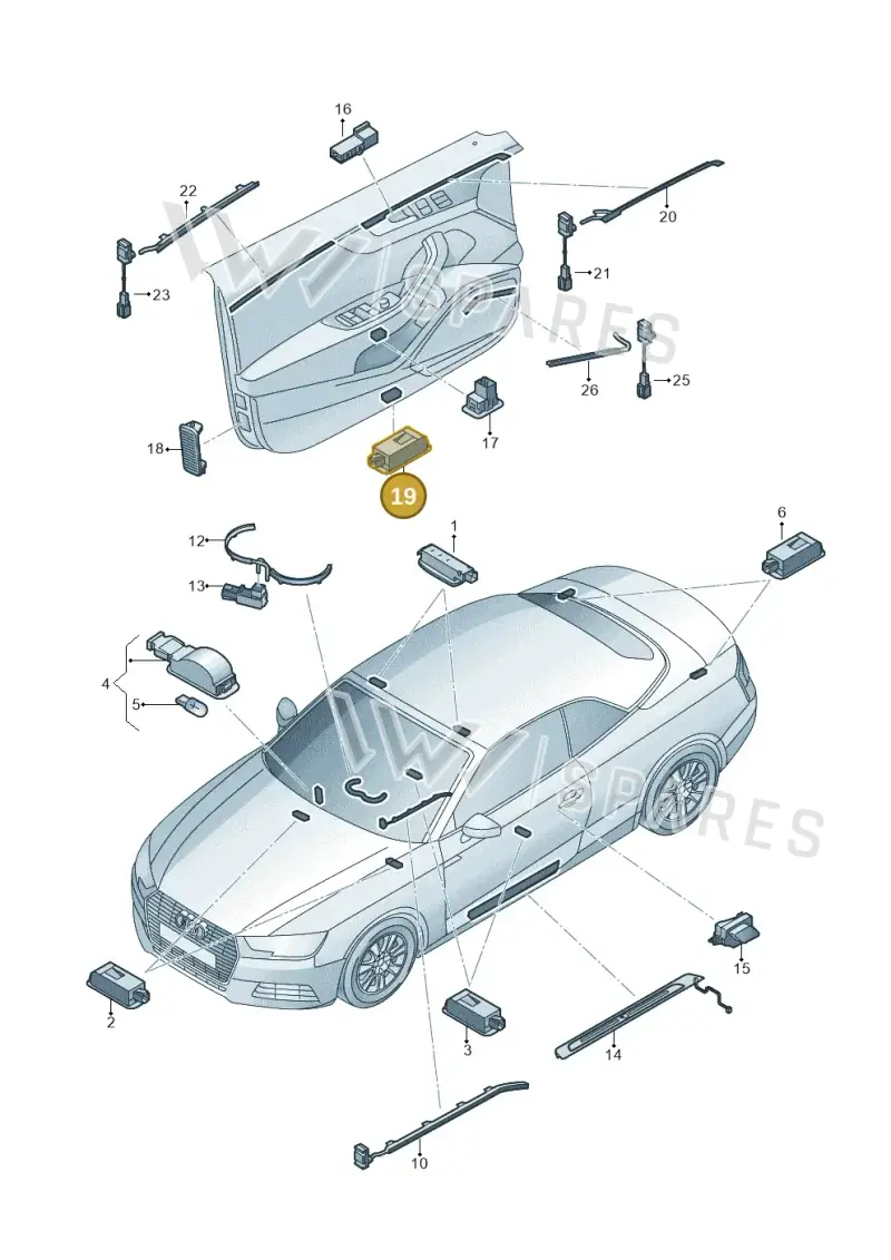 4G0052135F — Audi A5 Cabriolet (2016-2025) diagram 848947100, position 19