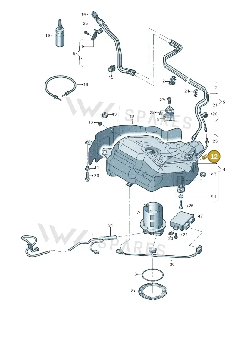 4G0201834 — Audi A7 Sportback (2014-2018) diagram 798201300, position 12