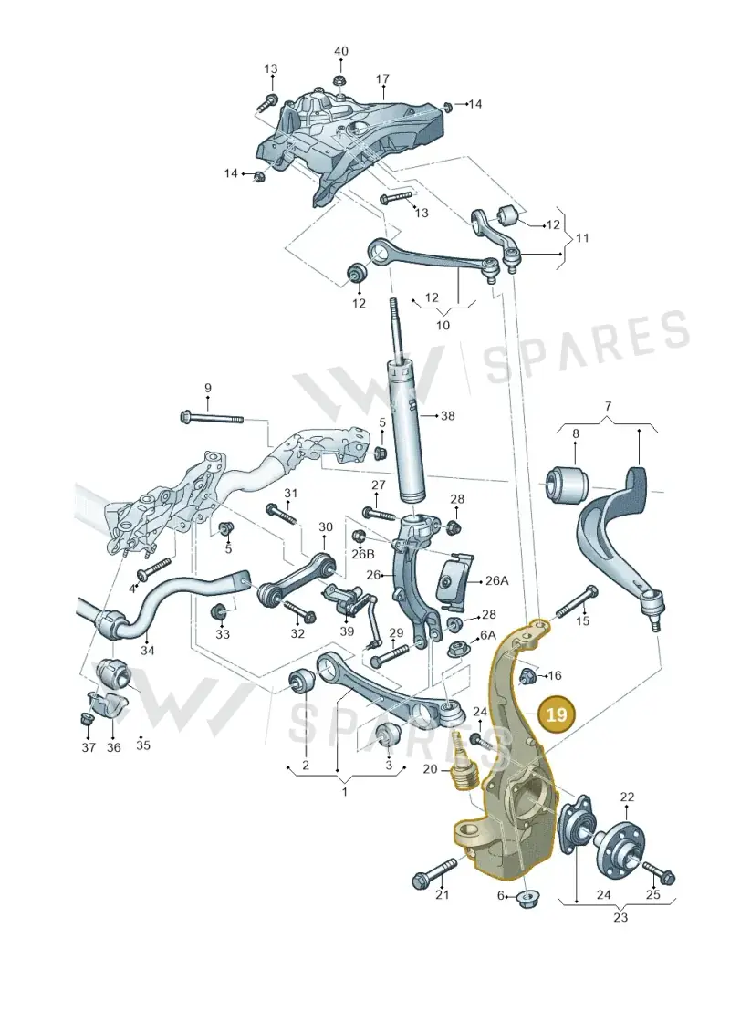 4G0407254A — Audi A7 Sportback (2014-2018) diagram 788407000, position 19