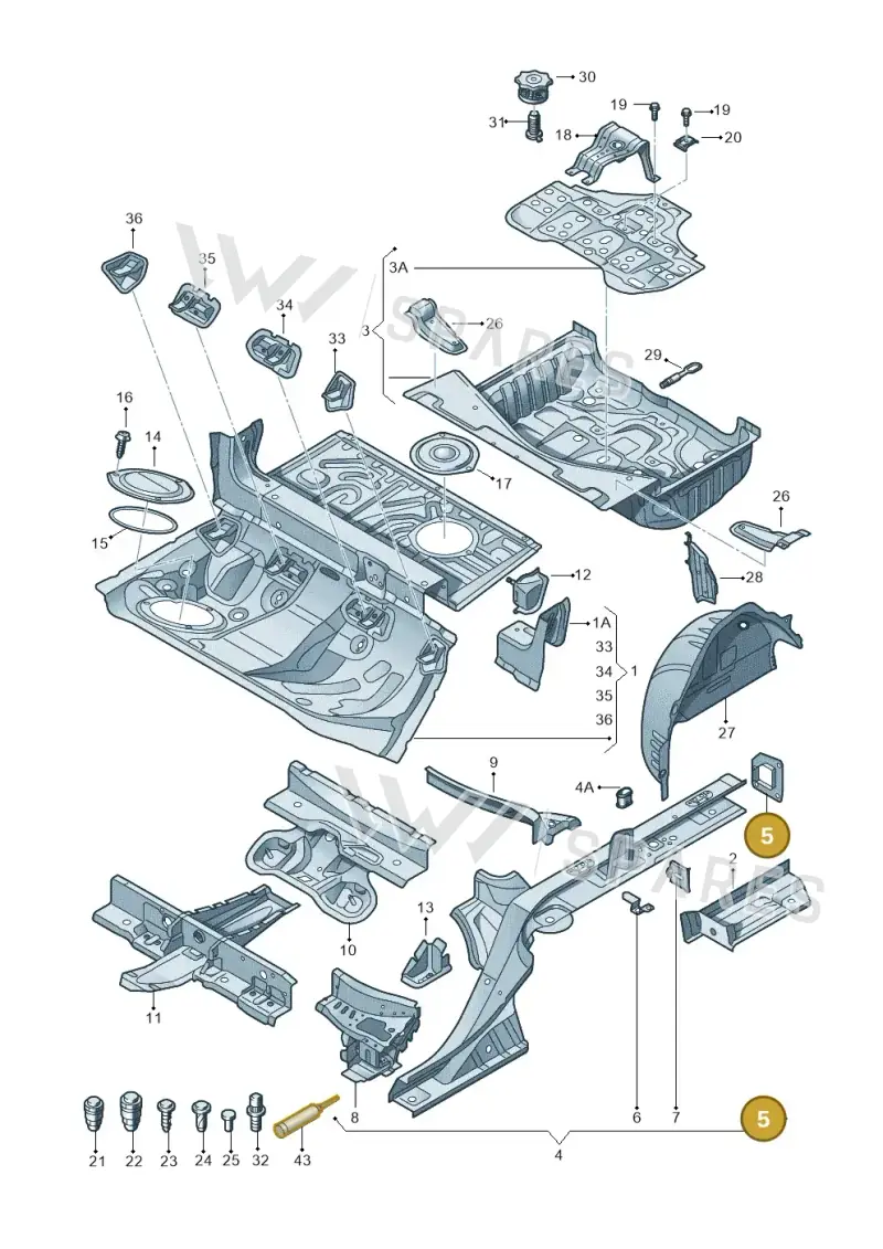 4G0804473 — Audi RS7 Sportback (2013-2018) diagram 765803500, position 5
