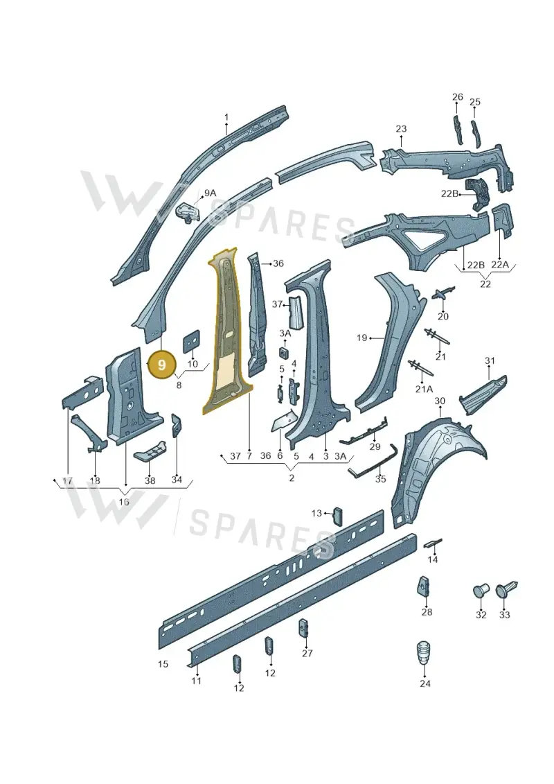 4G0810283B — Audi A6 (2014-2018) diagram 717809000, position 9