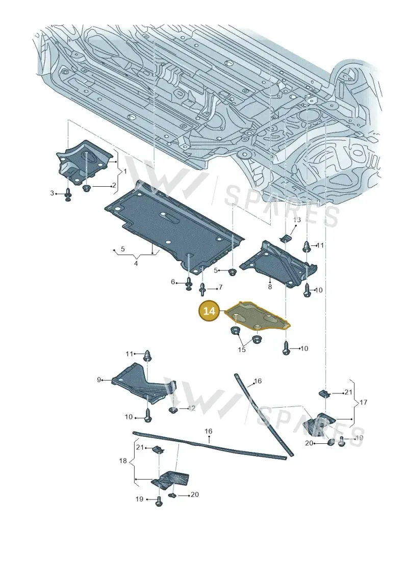 4G0825215B — Audi A7 Sportback (2014-2018) diagram 788825000, position 14