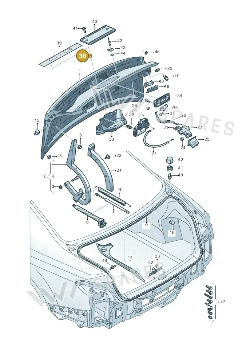 4G0827310A — Audi A8L (2017-2022) diagram 838827000, position 38