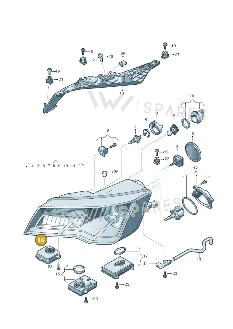 4G0907697 — Audi A7 Sportback (2010-2015) diagram 711941050, position 16