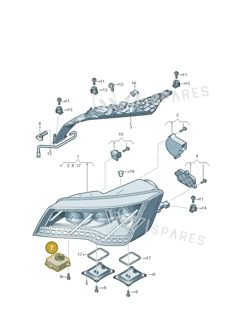 4G0907697 — Audi A7 Sportback (2010-2015) diagram 711941100, position 7