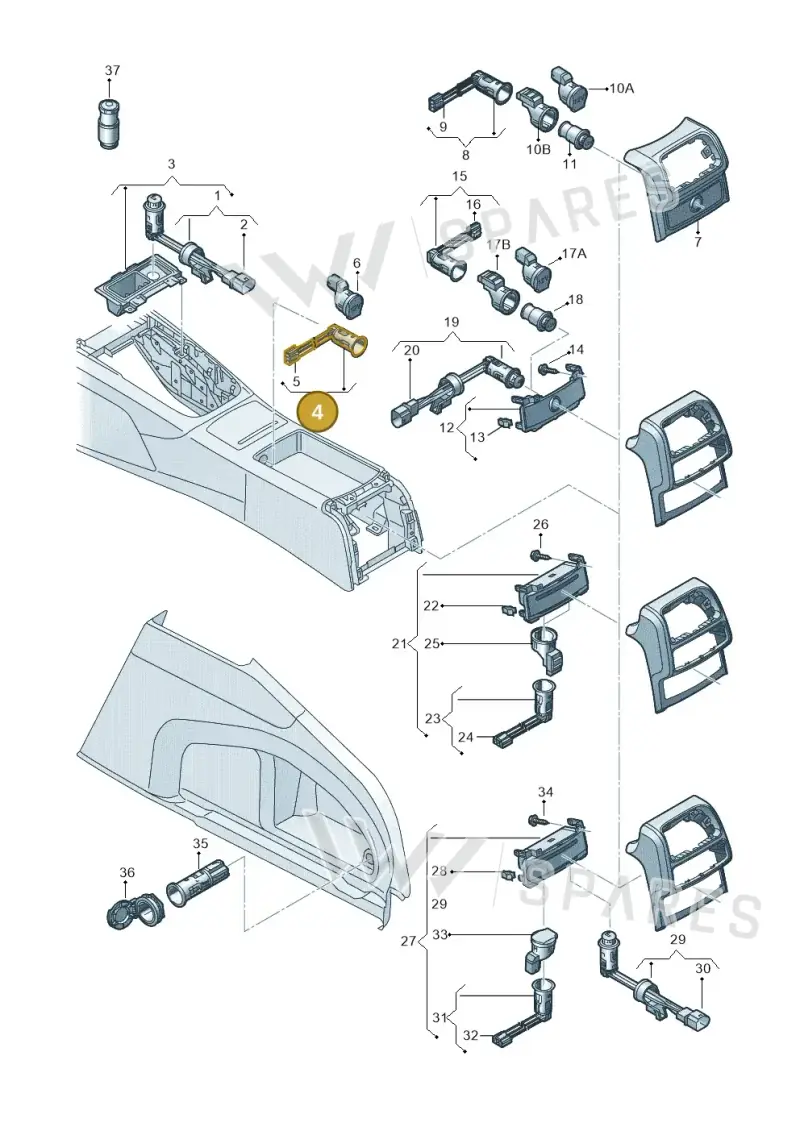 4G0919309C — Audi A7 Sportback (2010-2015) diagram 711919900, position 4