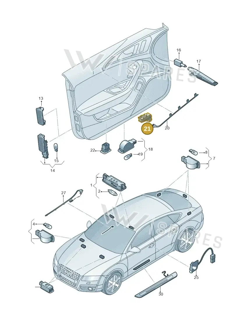 4G0947355C — Audi A7 Sportback (2014-2018) diagram 711947100, position 21