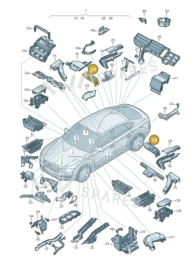 4G0971822F — Audi A7 Sportback (2014-2018) diagram 788971800, position 10