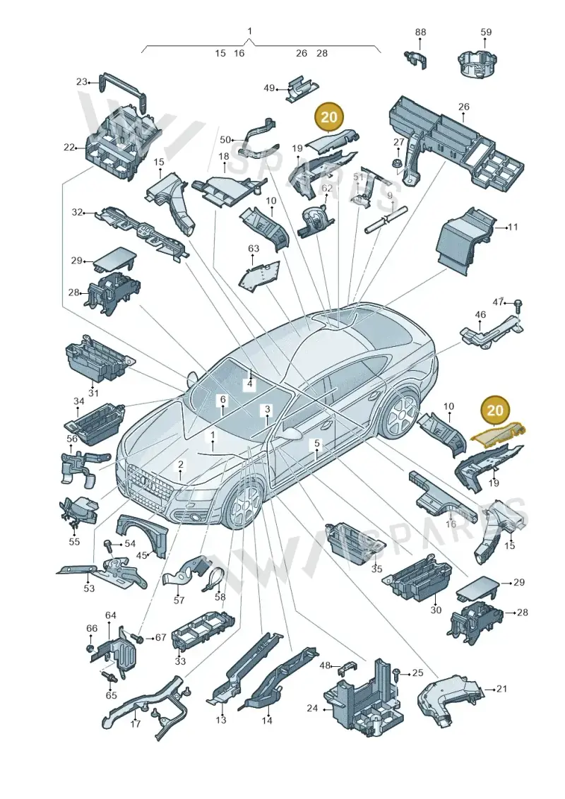 4G0971839A — Audi A7 Sportback (2014-2018) diagram 788971800, position 20
