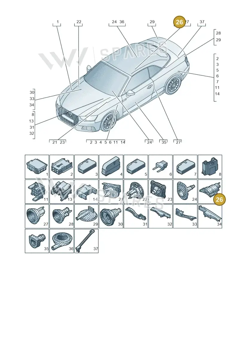 4G0971841 — Audi A5 Cabrio 2.0 (2016-2018) diagram 848971780, position 26