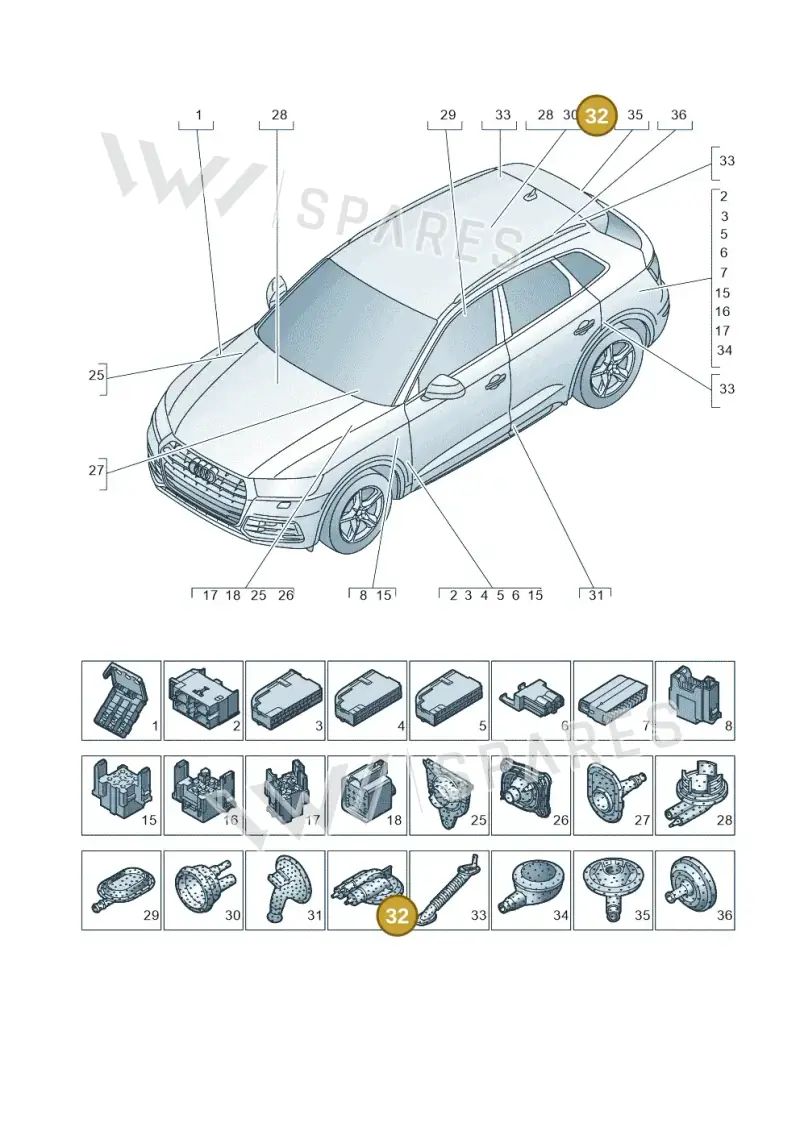4G0971841B — Audi Q5 (2016-2025) diagram 896971780, position 32