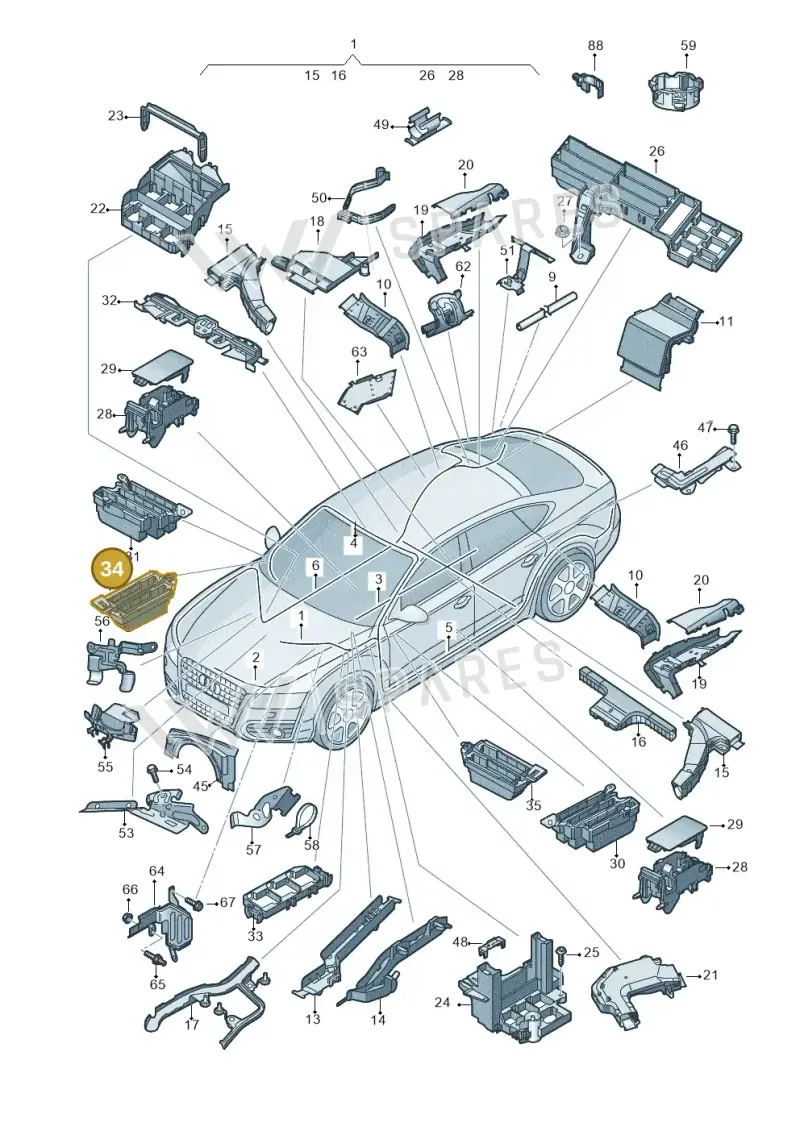 4G0971845E — Audi A7 Sportback (2014-2018) diagram 788971800, position 34