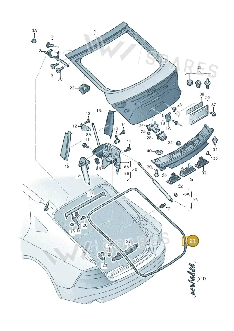 4G8827705B — Audi A7 Sportback (2010-2015) diagram 711827000, position 21