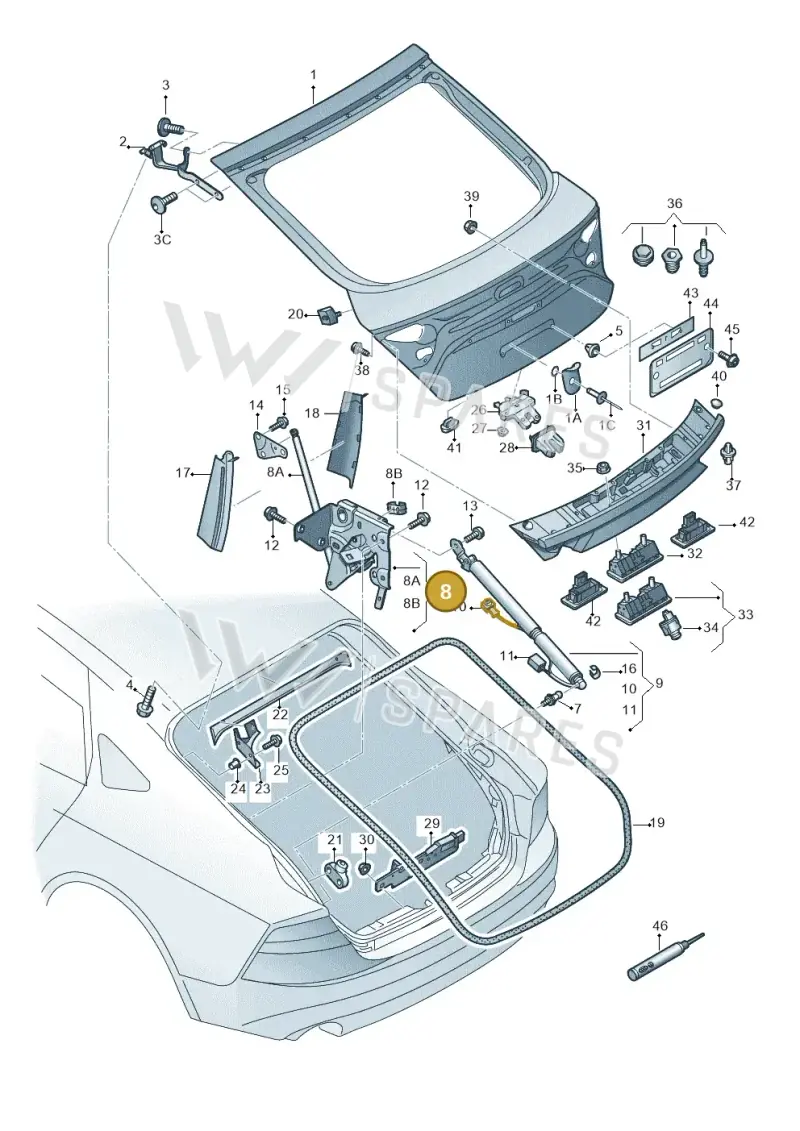 4G8827857S — Audi A7 Sportback (2014-2018) diagram 765827000, position 8
