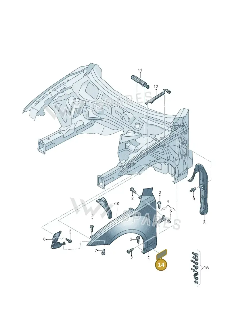 4G8890905 — Audi A7 Sportback (2014-2018) diagram 711821000, position 14