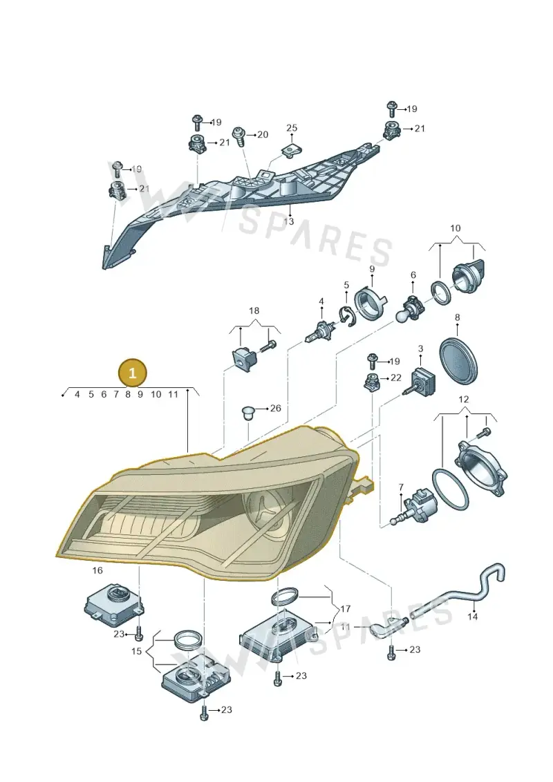4G8941043A — Audi RS7 Sportback (2013-2018) diagram 711941050, position 1