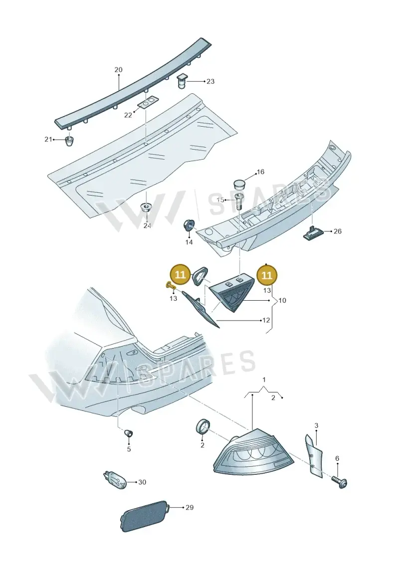 4G8945191C — Audi A7 Sportback (2014-2018) diagram 788945000, position 11