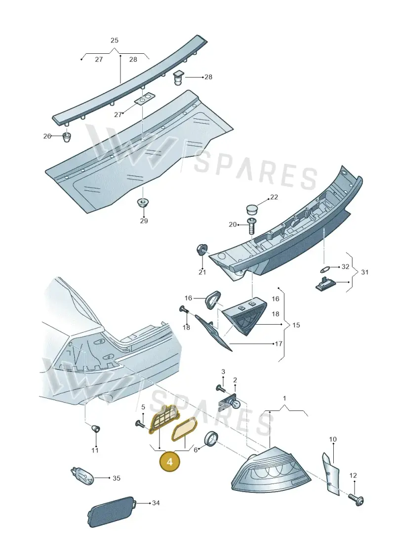 4G8945221 — Audi RS7 Sportback (2013-2018) diagram 711945000, position 4