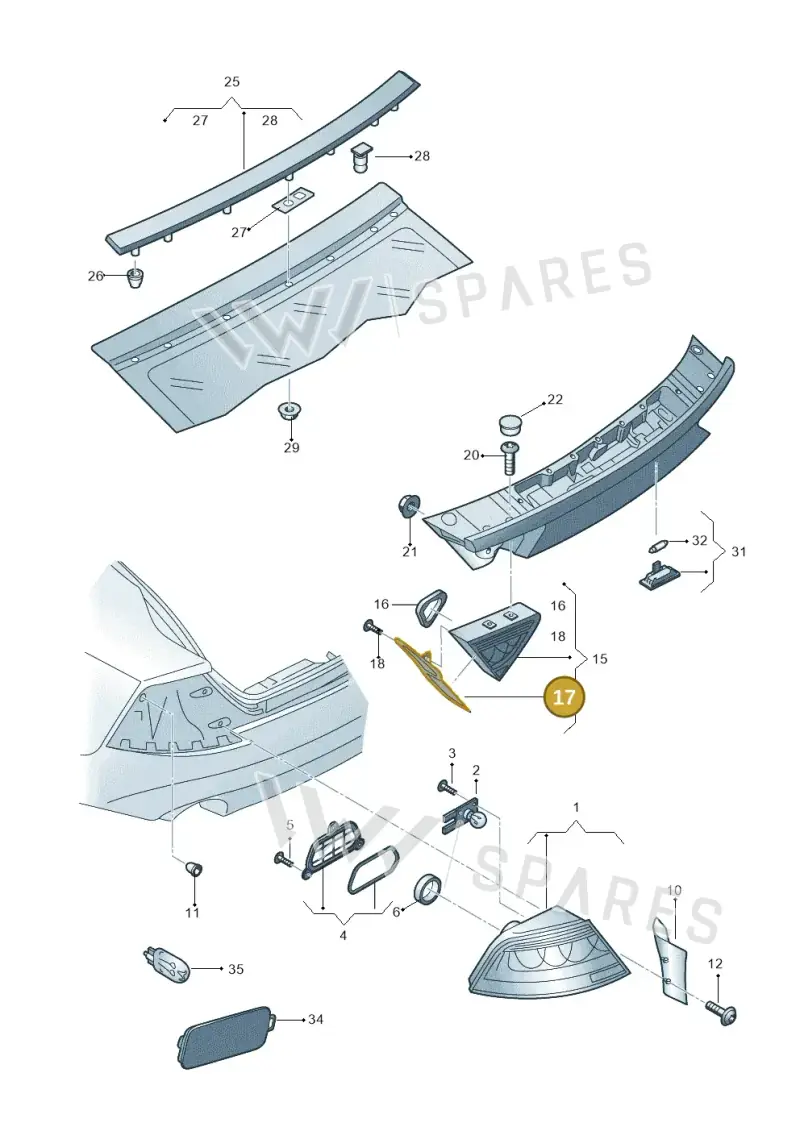 4G8945253A — Audi RS7 Sportback (2013-2018) diagram 711945000, position 17