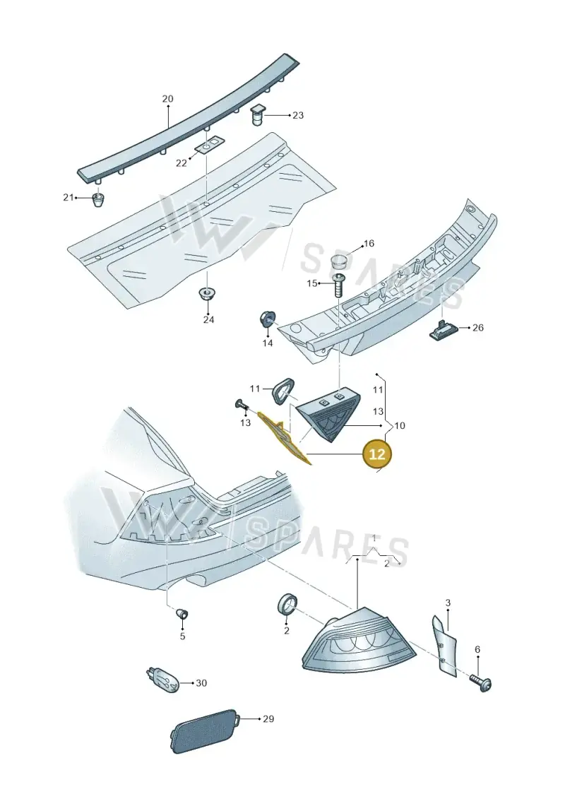 4G8945254B — Audi A7 Sportback (2014-2018) diagram 788945000, position 12