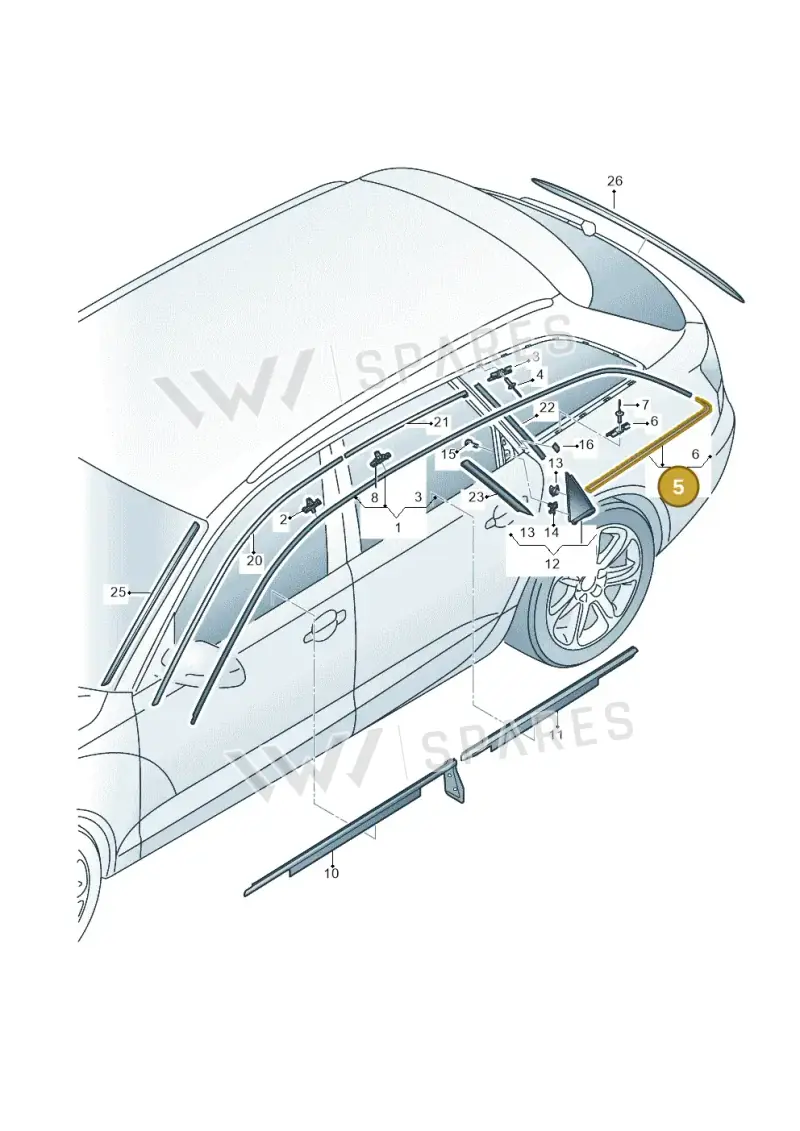 4G9853346B1P9 — Audi A6 Avant (2012-2018) diagram 738853100, position 5