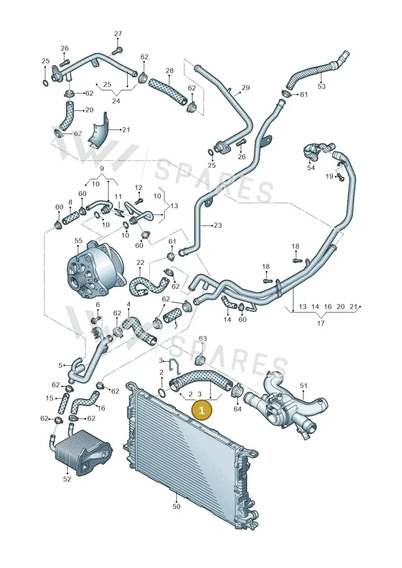 4H0121101P — Audi A8L qu. 3.0 TDI (2013-2018) diagram 696121350, position 1