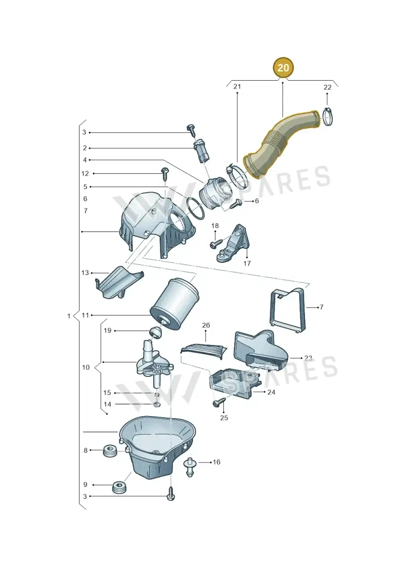 4H0129616M — Audi A8 (2013-2018) diagram 696129050, position 20