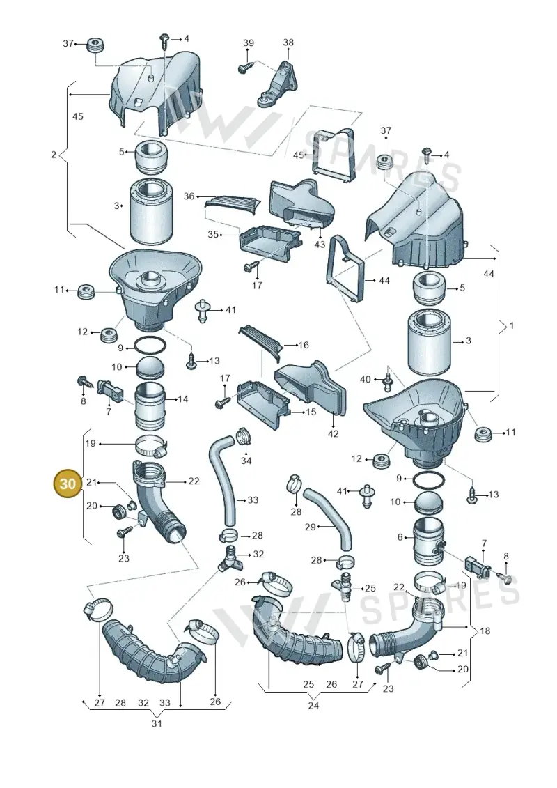 4H0129629B — Audi A8L qu. 3.0 TDI (2013-2018) diagram 696129100, position 30