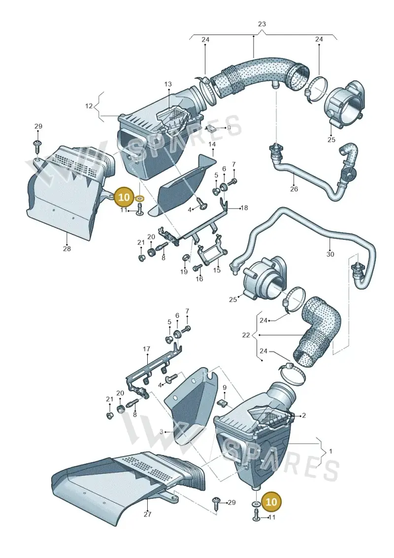 4H0133434A — Audi RS4 Av. qu. 4.2 (2012-2015) diagram 695133100, position 10