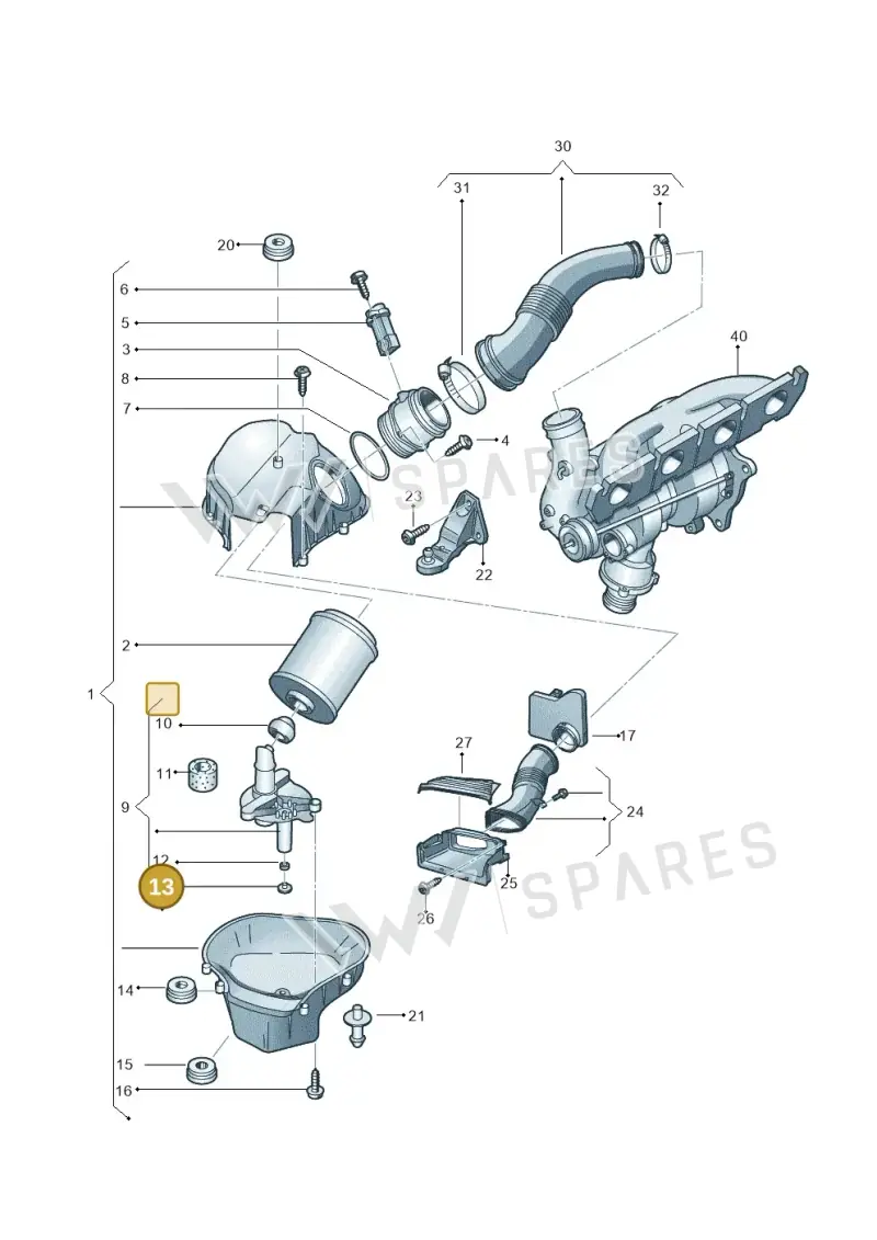 4H0133434A — Audi A8 (2013-2018) diagram 696133020, position 13