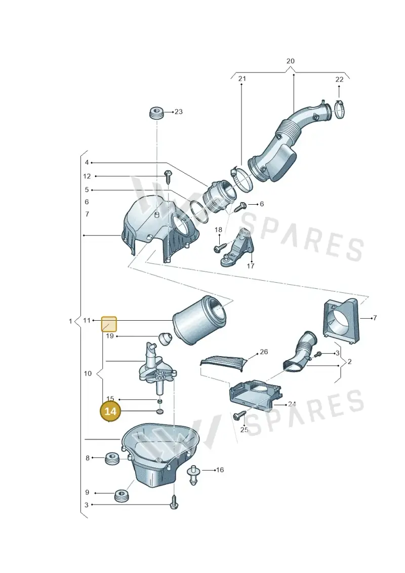 4H0133434A — Audi A8 (2013-2018) diagram 696133140, position 14