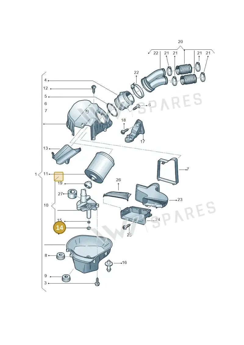 4H0133434A — Audi A8 (2013-2018) diagram 696133340, position 14