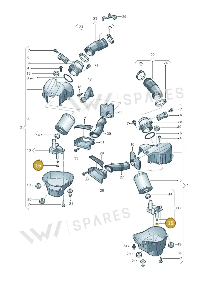 4H0133434A — Audi A8 (2013-2018) diagram 696133800, position 15