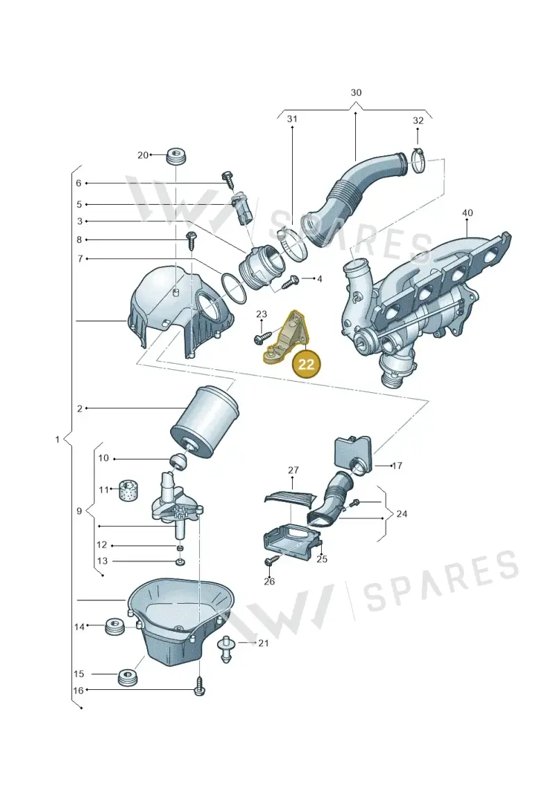 4H0133570A — Audi A8L qu. 3.0 TDI (2013-2018) diagram 696133020, position 22