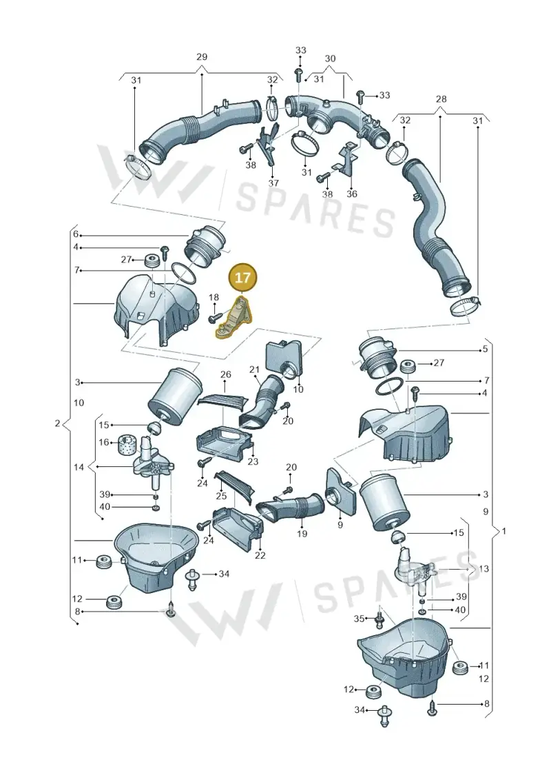 4H0133570A — Audi A8L qu. 3.0 TDI (2013-2018) diagram 696133350, position 17