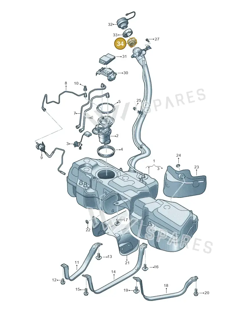 4H0201112A — Audi Q8 Quattro 3,0 (2018-) diagram 429201050, position 34