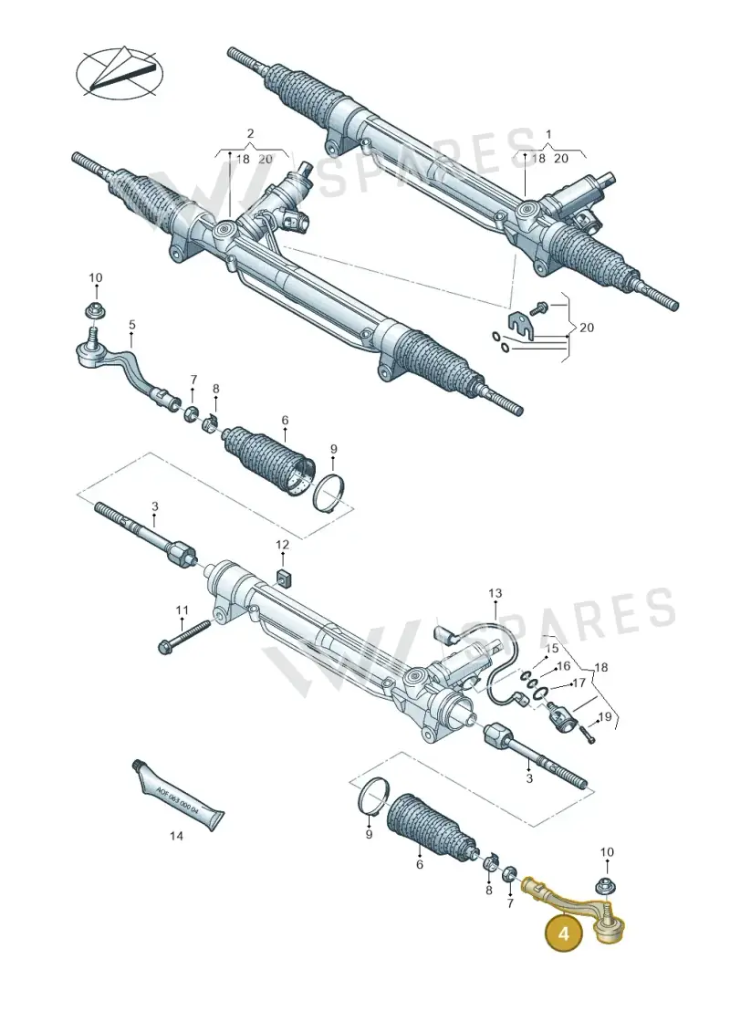 4H0422817A — Audi A8L qu. 3.0 TDI (2009-2014) diagram 696422000, position 4